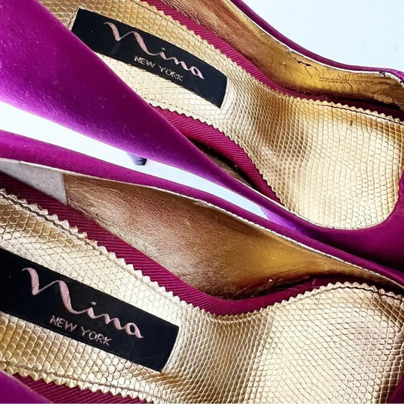 Nina NY Fuchsia Pink High Heel Peep Toe Pumps Size 6.5 Rhinestones Barbie Party - Picture 6 of 10